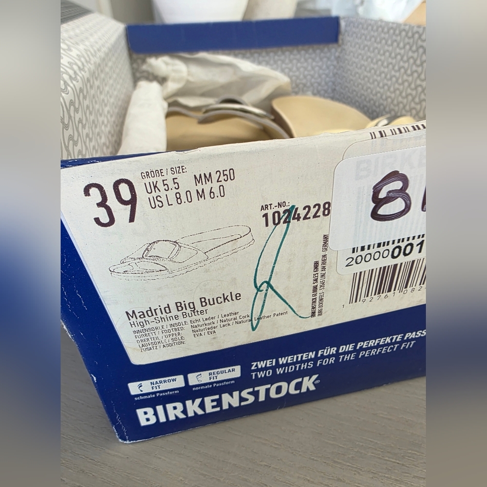 NWT Birkenstock Women's Sandals Madrid Big Buckle Natural Leather Patent S8 - Picture 12 of 15